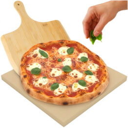Set de coacere pizza format din piatra cordierit si spatula din bambus KESNUP, rumenire uniforma, dimensiune piatra 38 x 36 x 1.25 cm, spatula 35 x 29 x 1 cm, ideal pentru cuptor, gratar, pe lemne, rezistenta la caldura, Bej 1 Set de coacere pizza format din piatra cordierit si spatula din bambus KESNUP, rumenire uniforma, dimensiune piatra 38 x 36 x 1.25 cm, spatula 35 x 29 x 1 cm, ideal pentru cuptor, gratar, pe lemne, rezistenta la caldura, Bej