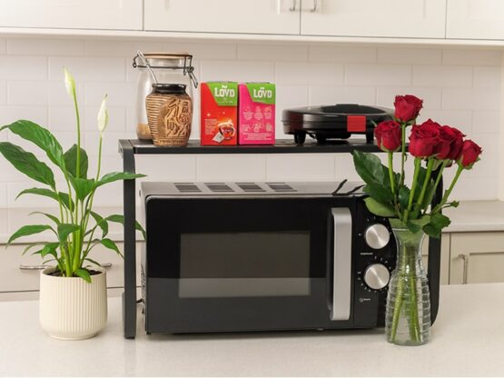 Raft multifunctional fix pentru cuptor cu microunde, organizator ideal pentru depozitarea accesoriilor din bucatarie, dimensiuni 54 x 35 x 35 cm, instalare usoara, finisaj elegant anti-coroziune, Negru 4 Raft multifunctional fix pentru cuptor cu microunde, organizator ideal pentru depozitarea accesoriilor din bucatarie, dimensiuni 54 x 35 x 35 cm, instalare usoara, finisaj elegant anti-coroziune, Negru