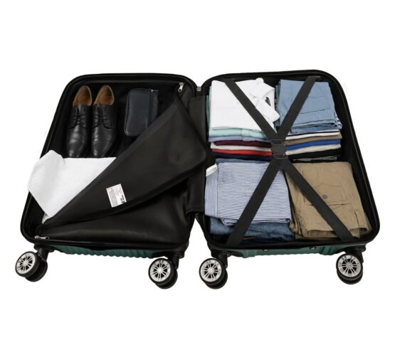 Set 3 trolere pentru calatorii si voiaj KESNUP, bagaje de cala si cabina, rotire silentioasa pivotanta 360 grade, dimensiuni 54 × 36 × 20 cm / 65 × 43 × 25 cm / 74 × 48 × 28 cm, maner telescopic, material ABS premium, inchidere fermoar si cifru, Verde 4 Set 3 trolere pentru calatorii si voiaj KESNUP, bagaje de cala si cabina, rotire silentioasa pivotanta 360 grade, dimensiuni 54 × 36 × 20 cm / 65 × 43 × 25 cm / 74 × 48 × 28 cm, maner telescopic, material ABS premium, inchidere fermoar si cifru, Verde