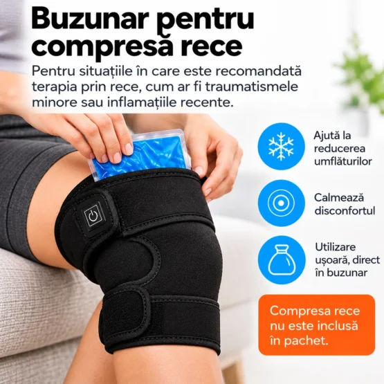 Genunchiera KESNUP – buzunar pentru compresa rece si terapie cu rece Genunchiera ortopedica KESNUP cu buzunar pentru compresa rece, utilizata pentru aplicarea terapiei cu rece in caz de dureri de genunchi, umflaturi si inflamatii. Compresa rece nu este inclusa.